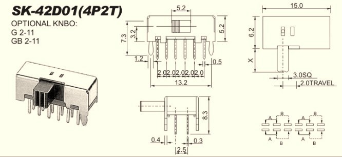【供有拔動開關(guān) 撥動開關(guān)SK-42D01(4P2T)】價格,廠家,圖片,電工開關(guān),深圳市福田區(qū)深洪威電子銷售部-